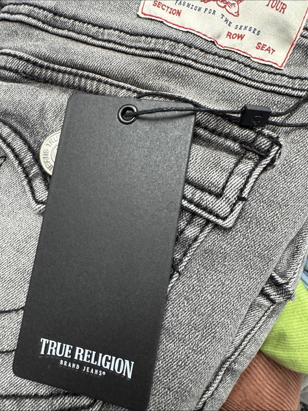 True Religion Washed Gray Frayed-Hem Jean Shorts - Picture 2 of 2